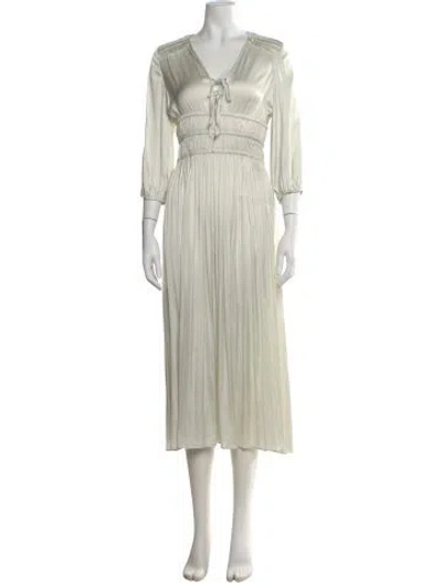 Pre-owned Maje V-neck Long Dress In Neutral