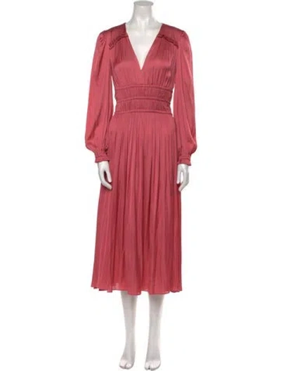 Pre-owned Maje V-neck Long Dress In Pink