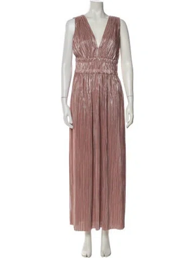Pre-owned Maje V-neck Long Dress In Pink