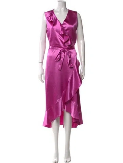 Pre-owned Maje V-neck Long Dress In Purple