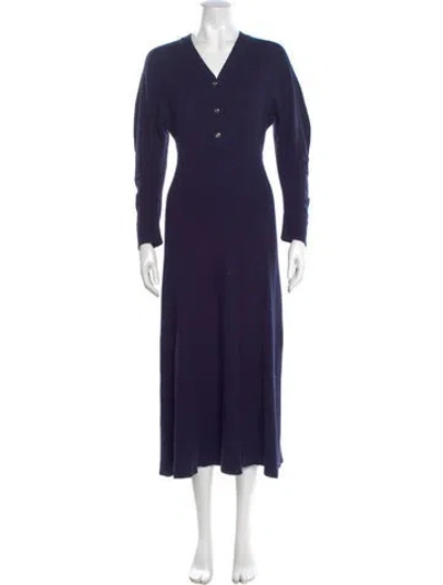 Pre-owned Maje V-neck Long Dress In Purple