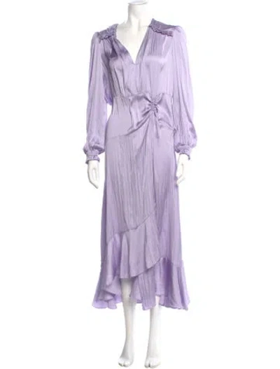 Pre-owned Maje V-neck Long Dress In Purple
