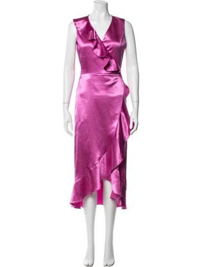Pre-owned Maje V-neck Long Dress In Purple