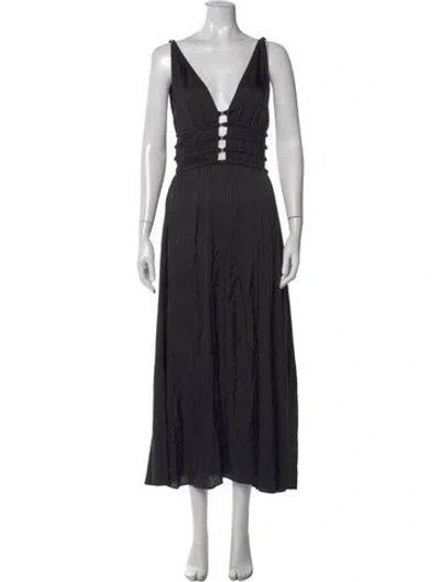 Pre-owned Maje V-neck Long Dress W/ Tags In Black