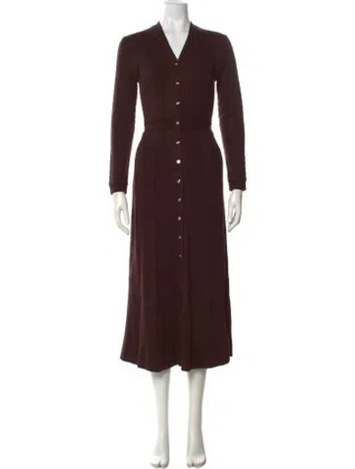 Pre-owned Maje V-neck Long Dress W/ Tags In Brown