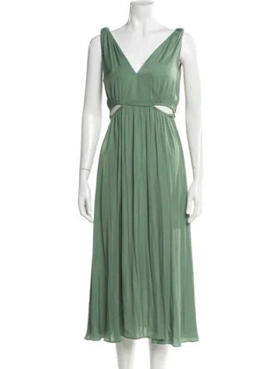 Pre-owned Maje V-neck Long Dress W/ Tags In Green