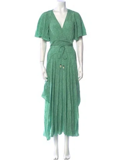 Pre-owned Maje V-neck Long Dress W/ Tags In Green