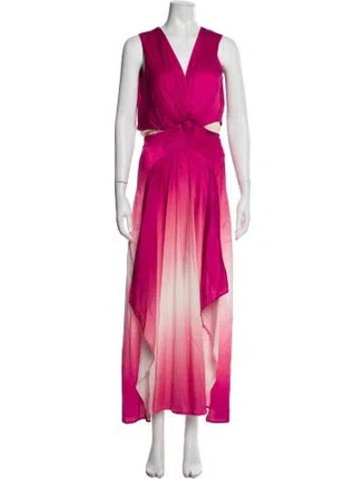 Pre-owned Maje V-neck Long Dress W/ Tags In Pink