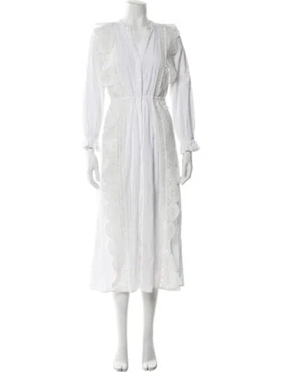 Pre-owned Maje V-neck Long Dress In White