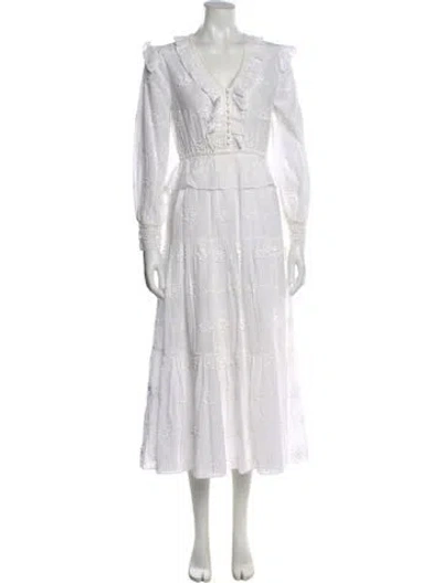 Pre-owned Maje V-neck Long Dress In White