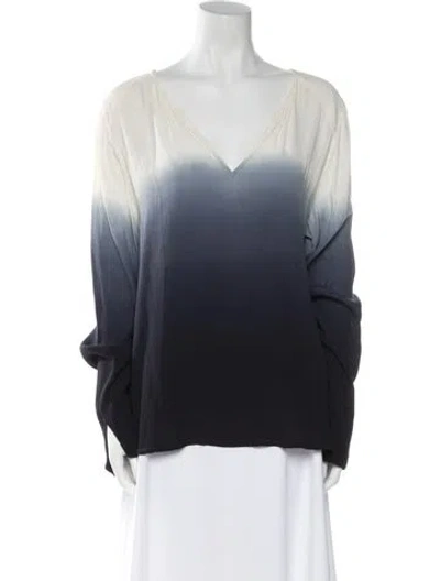 Pre-owned Maje V-neck Long Sleeve Blouse In Blue