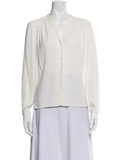 Pre-owned Maje V-neck Long Sleeve Blouse In Neutrals