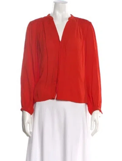 Pre-owned Maje V-neck Long Sleeve Blouse In Orange