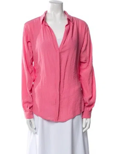 Pre-owned Maje V-neck Long Sleeve Blouse In Pink