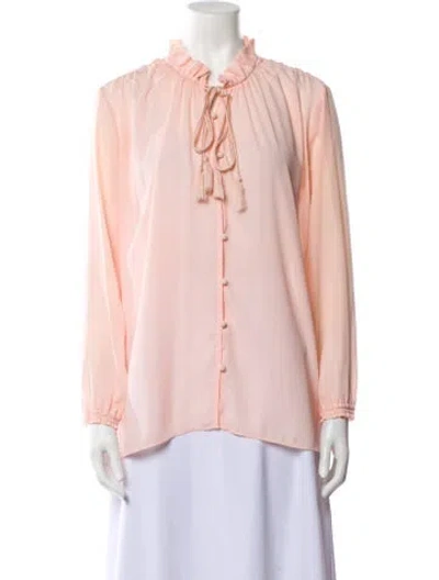 Pre-owned Maje V-neck Long Sleeve Blouse In Pink
