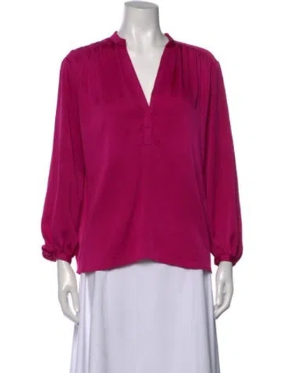 Pre-owned Maje V-neck Long Sleeve Blouse In Pink