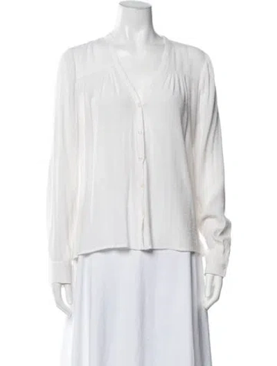 Pre-owned Maje V-neck Long Sleeve Blouse In White