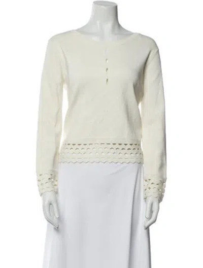 Pre-owned Maje V-neck Long Sleeve Crop Top In Multi