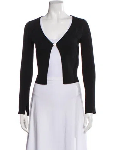 Pre-owned Maje V-neck Long Sleeve Top In Black