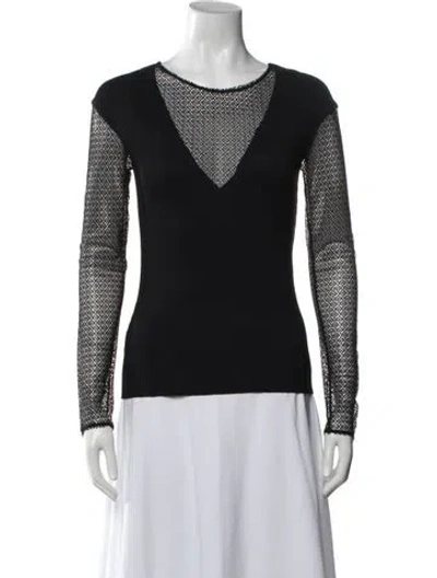 Pre-owned Maje V-neck Long Sleeve Top In Black