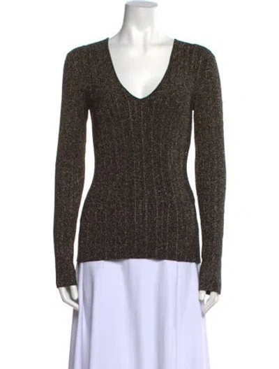 Pre-owned Maje V-neck Long Sleeve Top In Multi