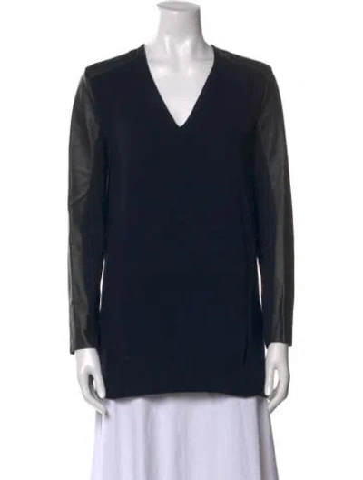 Pre-owned Maje V-neck Long Sleeve Tunic In Black