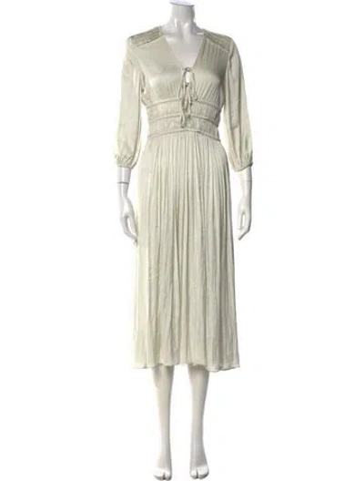 Pre-owned Maje V-neck Midi Length Dress In Neutral
