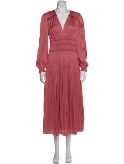 Pre-owned Maje V-neck Midi Length Dress In Pink