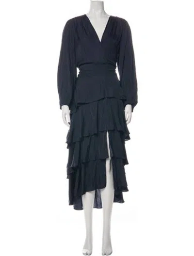 Pre-owned Maje V-neck Midi Length Dress W/ Tags In Green