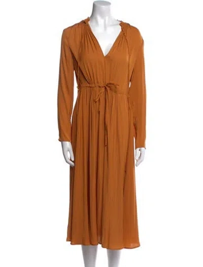Pre-owned Maje V-neck Midi Length Dress W/ Tags In Orange