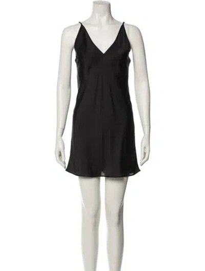 Pre-owned Maje V-neck Mini Dress In Black