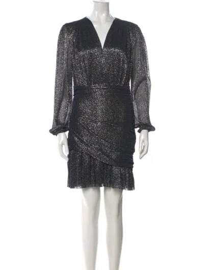 Pre-owned Maje V-neck Mini Dress In Black