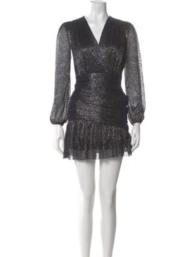 Pre-owned Maje V-neck Mini Dress In Black