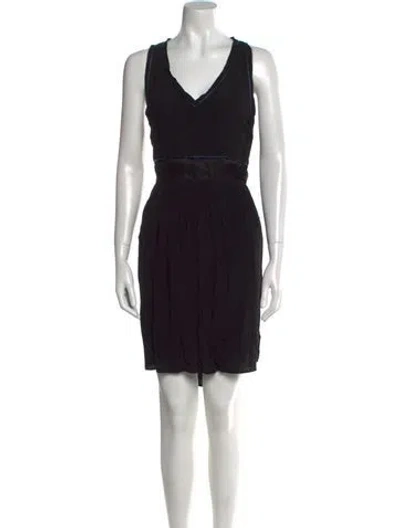 Pre-owned Maje V-neck Mini Dress In Black