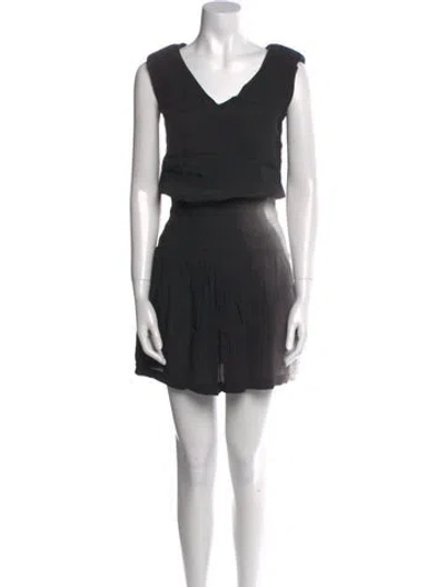 Pre-owned Maje V-neck Mini Dress In Black