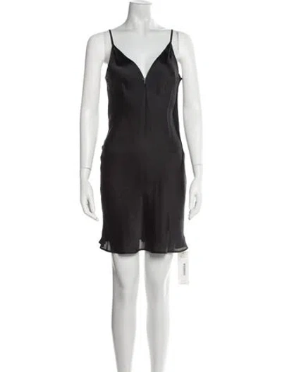 Pre-owned Maje V-neck Mini Dress In Black