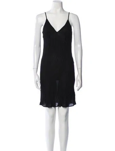 Pre-owned Maje V-neck Mini Dress In Black