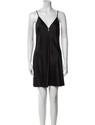 Pre-owned Maje V-neck Mini Dress In Black