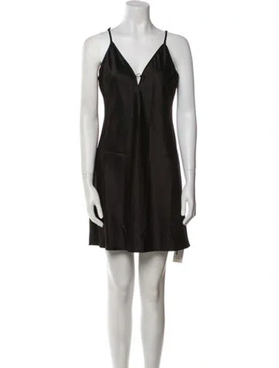 Pre-owned Maje V-neck Mini Dress In Black