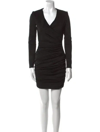 Pre-owned Maje V-neck Mini Dress In Black