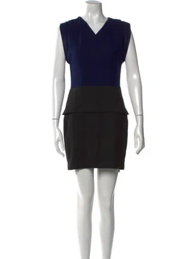 Pre-owned Maje V-neck Mini Dress In Black