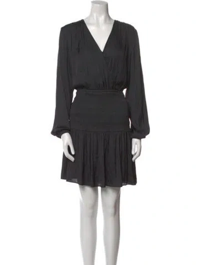 Pre-owned Maje V-neck Mini Dress In Black