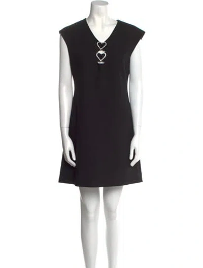 Pre-owned Maje V-neck Mini Dress In Black