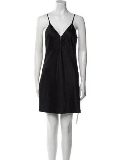 Pre-owned Maje V-neck Mini Dress In Black
