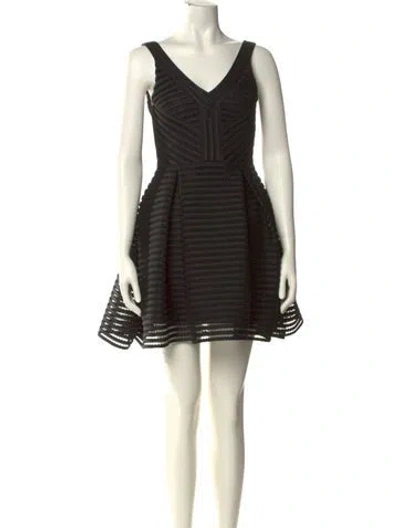 Pre-owned Maje V-neck Mini Dress In Black