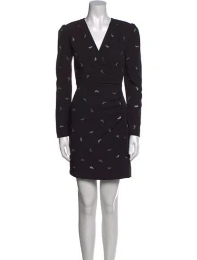 Pre-owned Maje V-neck Mini Dress In Black