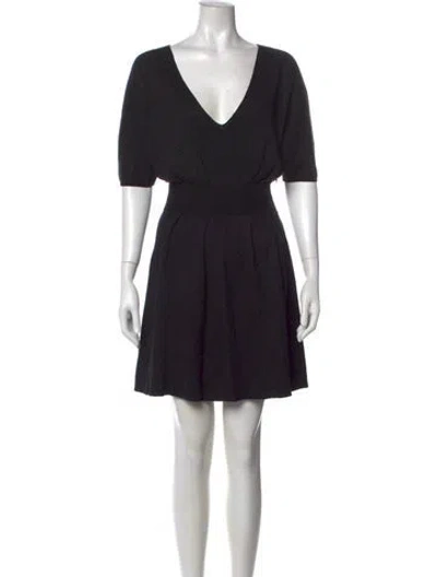 Pre-owned Maje V-neck Mini Dress In Black