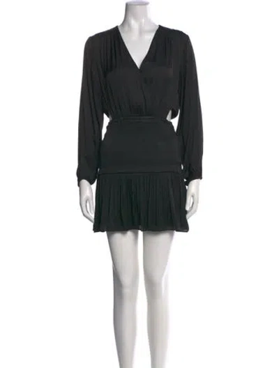 Pre-owned Maje V-neck Mini Dress In Black