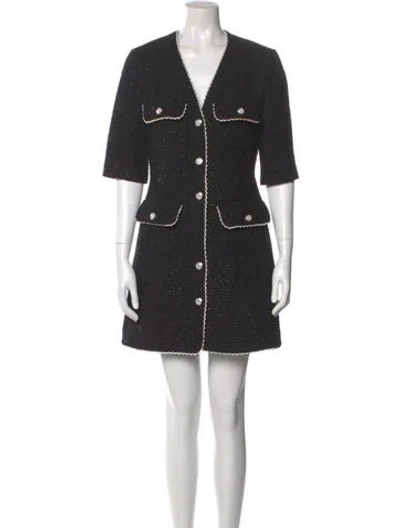 Pre-owned Maje V-neck Mini Dress In Black