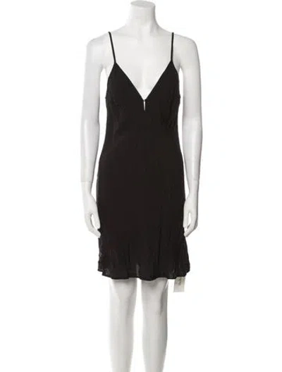 Pre-owned Maje V-neck Mini Dress In Black